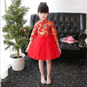 Girl Chinese Dress Three Quarter Sleeve Qi…